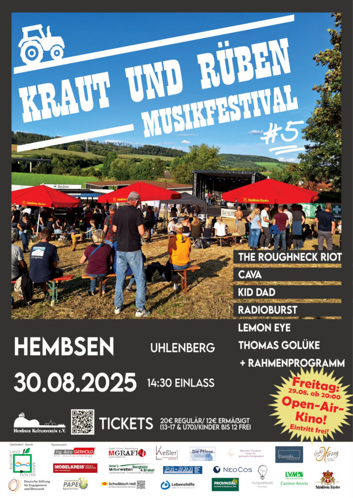 Das offizielle Plakat zum KRAUT UND RÜBEN-Musikfestival 2025